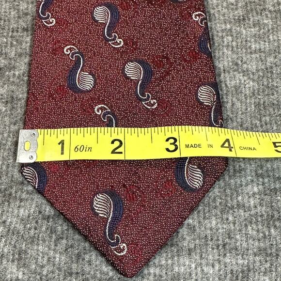 City of London by Ferrell Reed Mens Tie Burgundy Geometric 100% Silk NeckTie - Picture 5 of 7
